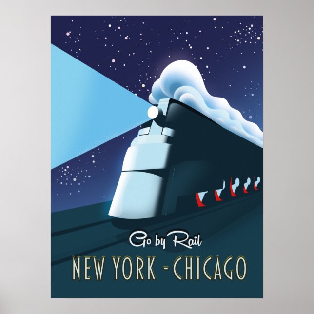 Poster "Ir por caminho de ferro" Nova Iorque - Chicago (Frente)
