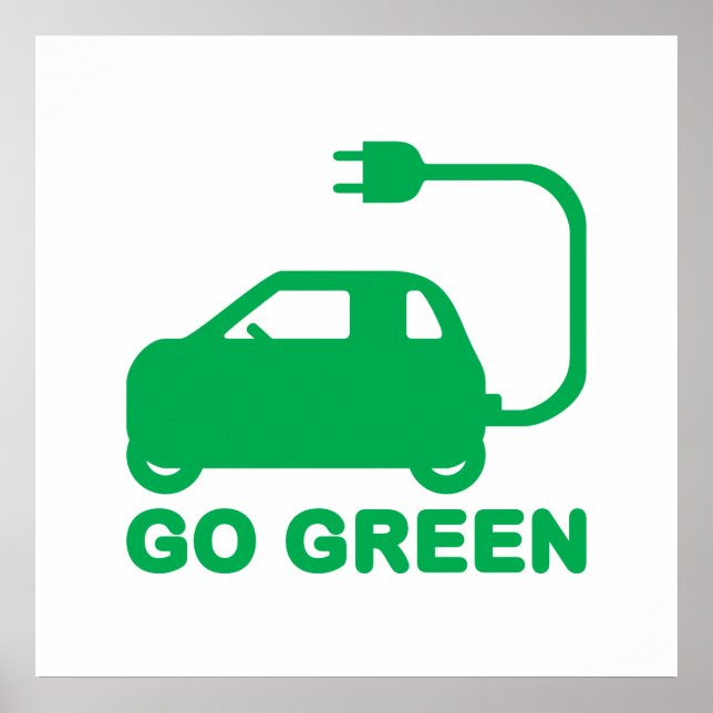 Póster Ir Verde ~ Dirigir Carros Elétricos (Frente)