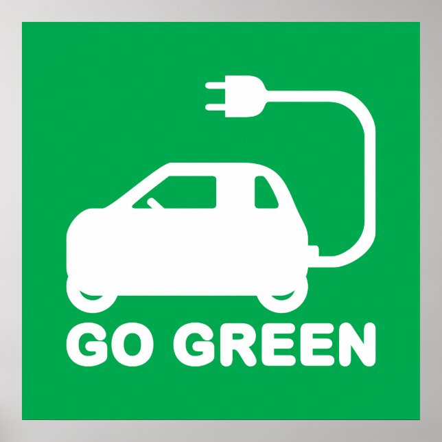 Póster Ir Verde ~ Dirigir Carros Elétricos (Frente)