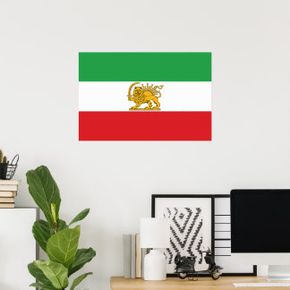 Poster Iran Flag Lion And Sun Shah of Iran Flag