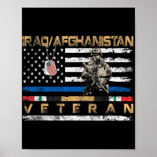 Poster Iraque Afeganistão Veterano Vintage Flag Patriótic