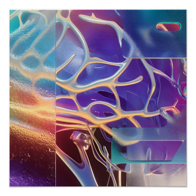 Póster Iridescent Chrome Neural Abstract Futuristic Art (Frente)