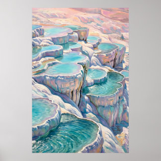 Poster Iridescent Pamukkale Thermal Pools in Turkey Print