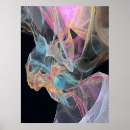 Poster Iridescent Thread Vortex Teal Magenta Glow