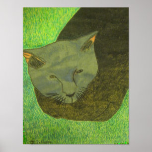 Poster Irina o gato na grama por Julia Hanna