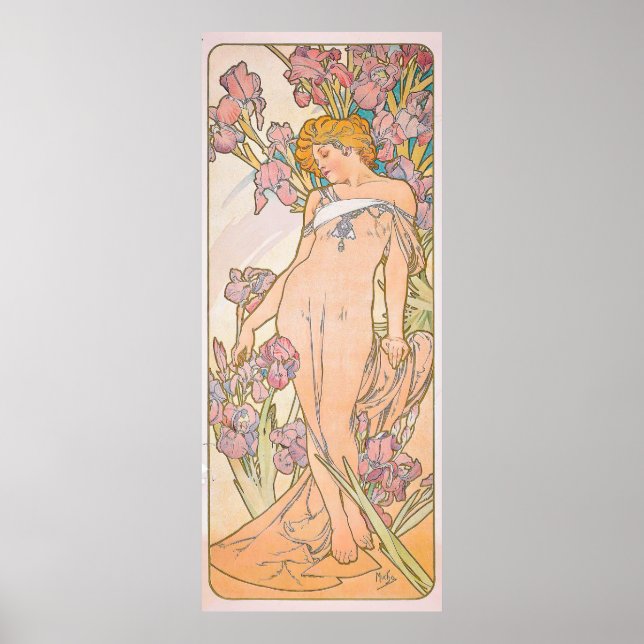 Poster Iris (1897) apresentada por Alphonse Mucha (Frente)