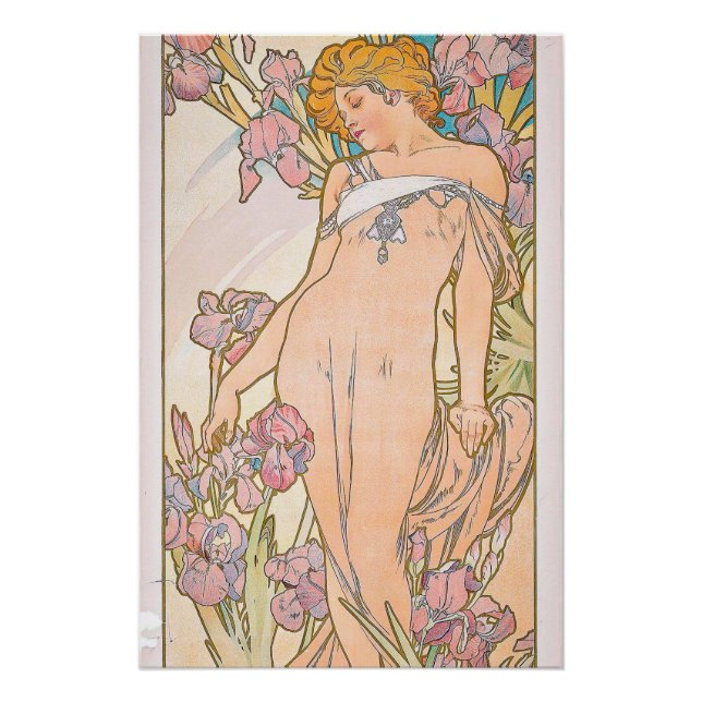 Póster Iris (1897) apresentada por Alphonse Mucha (Frente)
