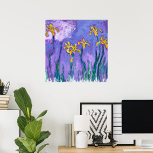 Poster Íris Amarelos com Nuvem Rosa Claude Monet