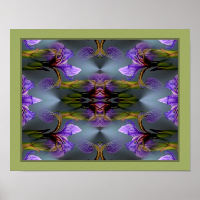 Poster Íris Floral Bandeira Azul Abstrata Natureza  (Frente)