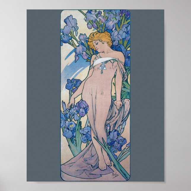 Poster Íris (Quatro Flores), Alphonse Mucha (Frente)