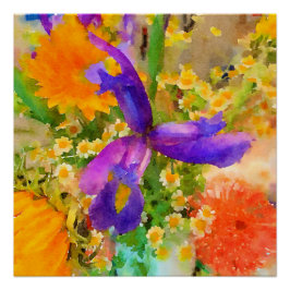 Póster Iris Watercolor Buquê