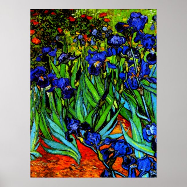 Poster Irises, a famosa pintura floral de Van Gogh, (Frente)