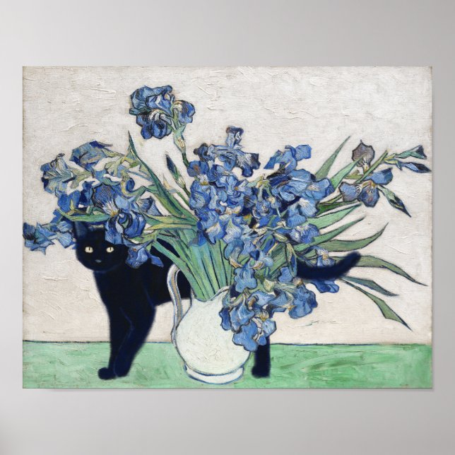 Poster Irises e um gato - Interferindo Van Gogh Series (Frente)