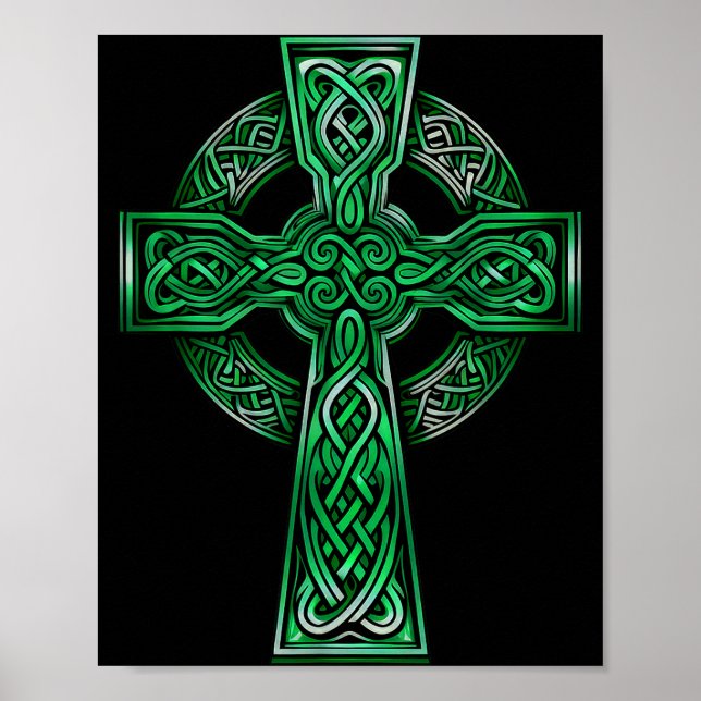 Poster Irish Celtic Cross Knot Christian Holy Trinity Sco (Frente)