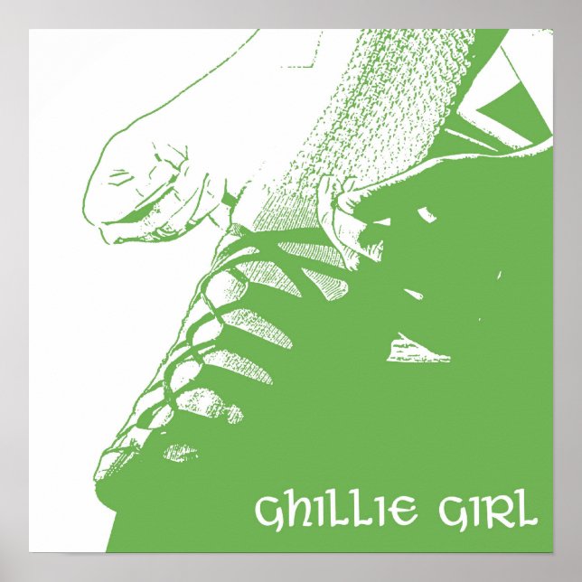 Poster Irish Dancer Ghillie Girl Green (Frente)