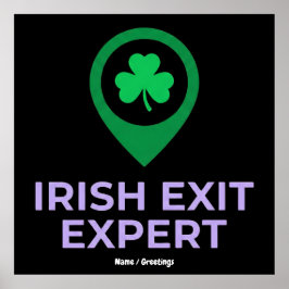 Poster Irish Exit Expert Funny St Patricks Day Introvert 
