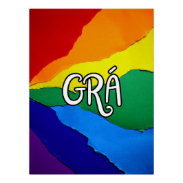 Póster Irish Rainbow Love - Grá means love
