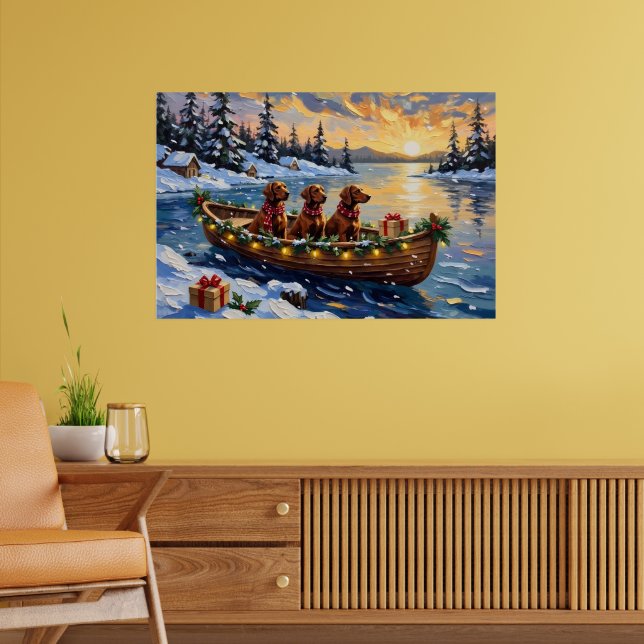 Poster Irish Red Setter Christmas Boat Holiday (Sala de Estar 2)
