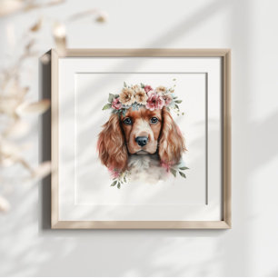 Poster Irish Setpy Pet Watercolor Flor