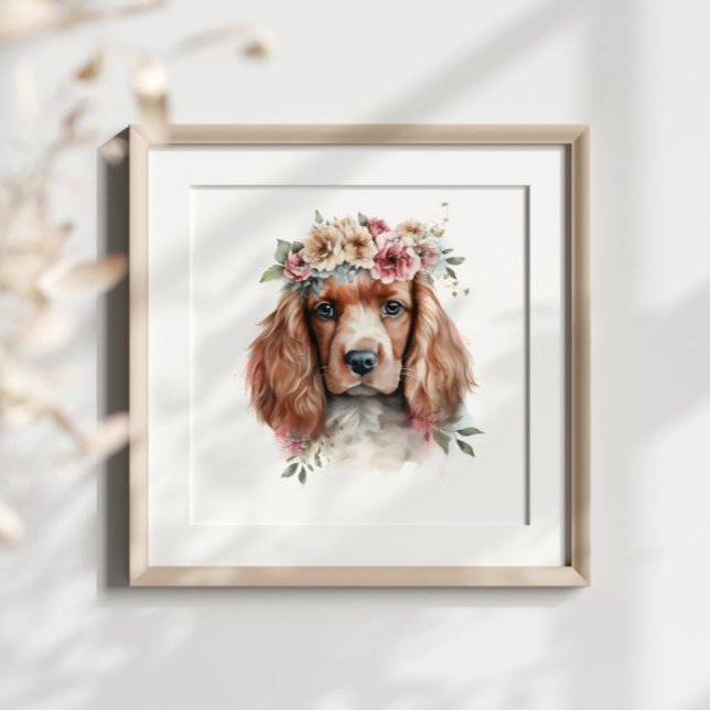 Poster Irish Setpy Pet Watercolor Flor (Criador carregado)
