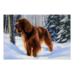 Póster Irish Setter Deixe-o nevar no Natal