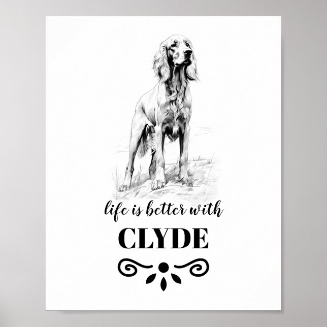 Poster Irish Setter Life é melhor com o nome personalizad (Frente)