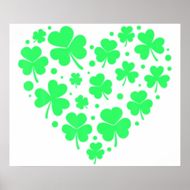 Poster Irish Shamrock Heart Lucky (Frente)