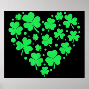 Poster Irish Shamrock Heart Lucky