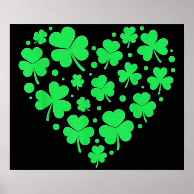Poster Irish Shamrock Heart Lucky (Frente)