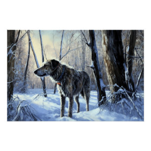 Póster Irish Wolfhound Deixe-o nevar no Natal
