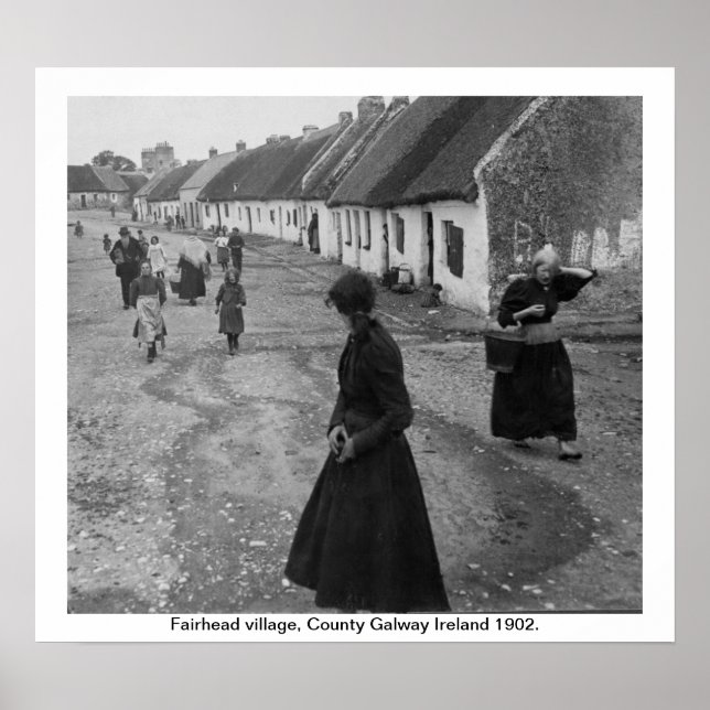 Poster Irlanda 1902, Fairhead Village, County Galway (Frente)