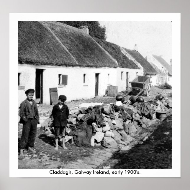 Póster Irlanda - Aldeia de Claddagh no início dos anos 19 (Frente)