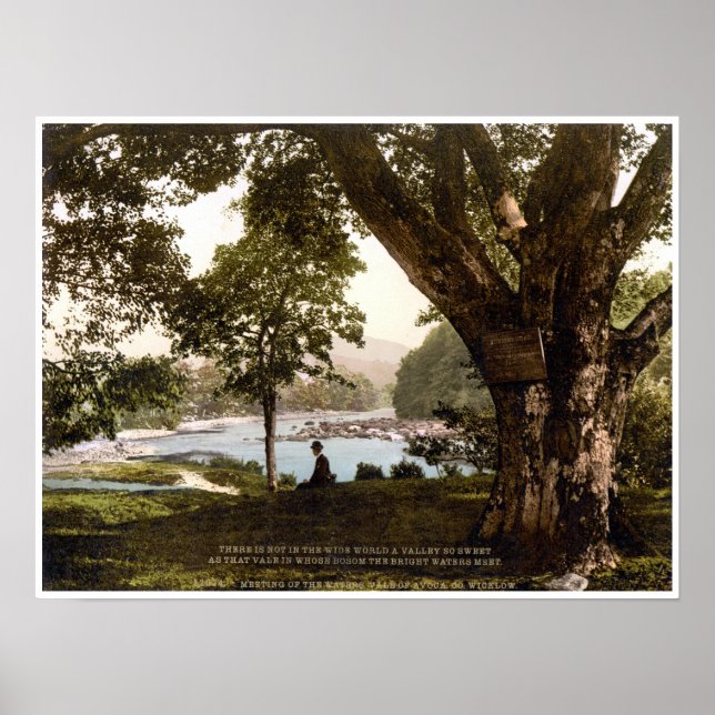 Póster Irlanda, Avoca Wicklow, poema de Reunião das Águas (Frente)