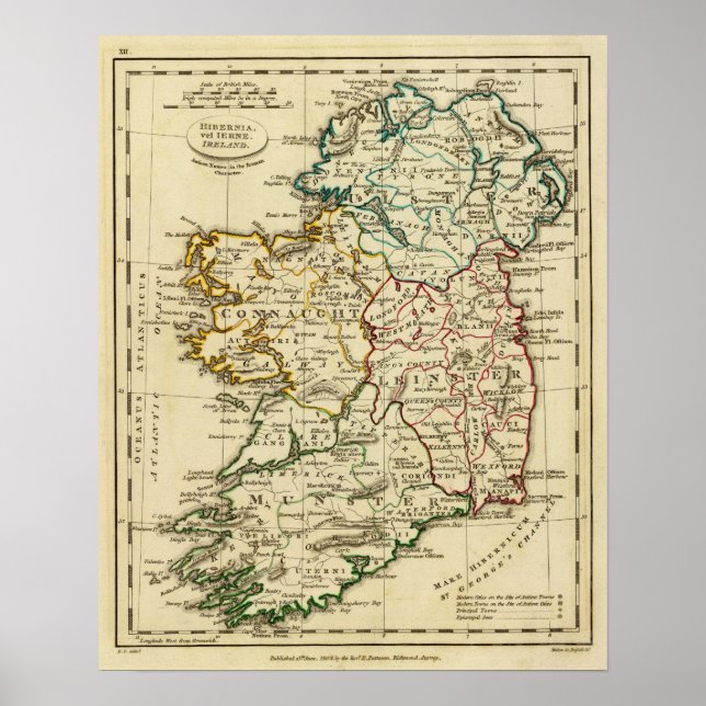 Póster Irlanda com limites delineados (Frente)