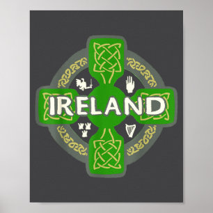 Poster Irlanda Dia de São Patrício Cruz Celta Verde 