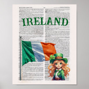 Poster IRLANDA — Dictionary Page Art