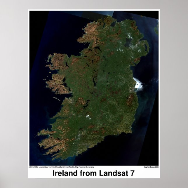Póster Irlanda do Landsat 7 (Frente)