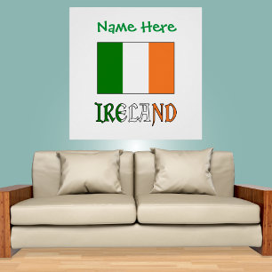 Póster Irlanda e Bandeira Irlandesa com Personalização Ve