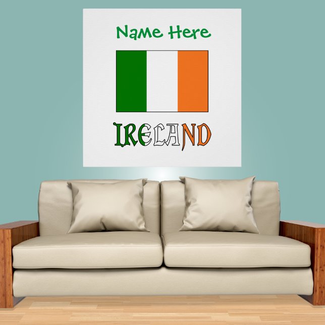 Póster Irlanda e Irish Flag com Personalização Verde (Criador carregado)