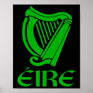 Poster Irlanda Eire Eireann Irish Pride Gaelic Harp Rua P