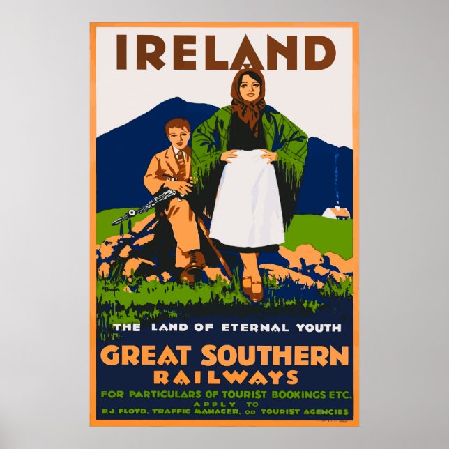 Poster Irlanda Excelente Southern Railways Viagens vintag (Frente)