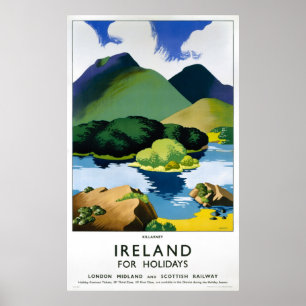 Poster Irlanda Killarney Viagens vintage Restaurado