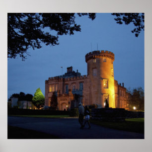 Poster Irlanda, o Dromoland Castle iluminado ao crepúscul