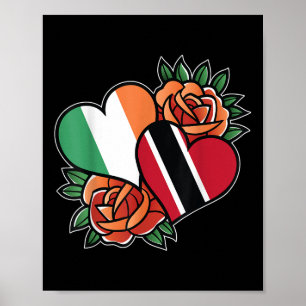 Poster Irlanda Trinidad e Tobago Flag Heart Half Irish