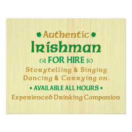 Póster Irlandês Autêntico para Alugar Divertido