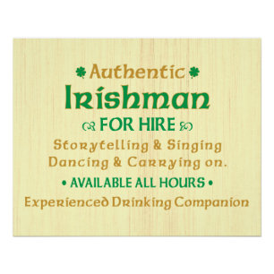 Póster Irlandês Autêntico para Alugar Divertido