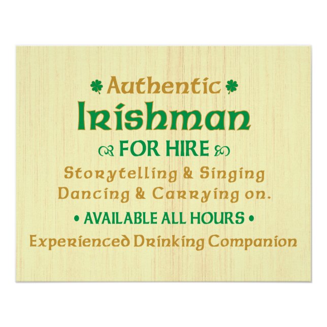 Póster Irlandês Autêntico para Alugar Divertido (Frente)