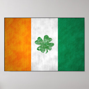 Poster irlandês do trevo da bandeira