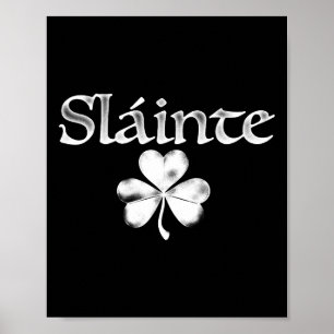 Poster Irlandês Verde Slainte São Paddy's Trevo Boa Ele