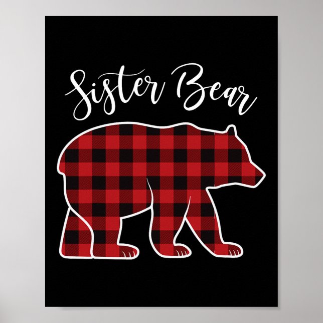 Poster Irmã Bear Pajama Red Buffalo Xmas Família Funny C (Frente)